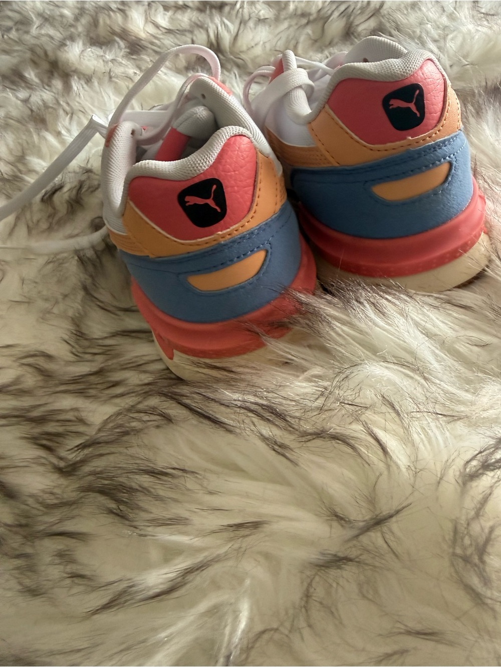 Puma Kids Coral, Blue & Peach Colorblock Sneakers